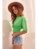 Short T-shirt with a wide cuff, green MP14546 - Online store - Boutique